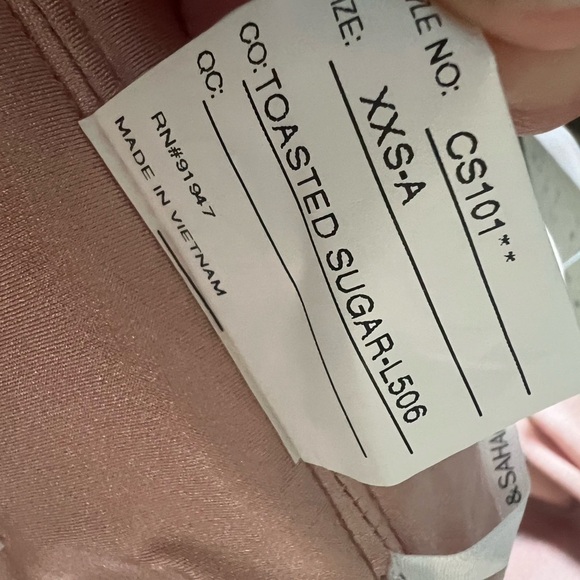 Cynthia & Sahar CS101 Off Shoulder Corset Stretch Satin Mermaid Toasted Sugar - Picture 13 of 16